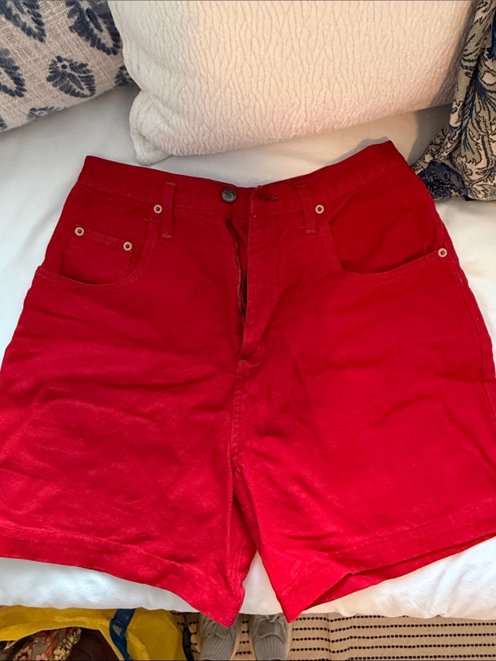 lei Red High Waist Women's Shorts